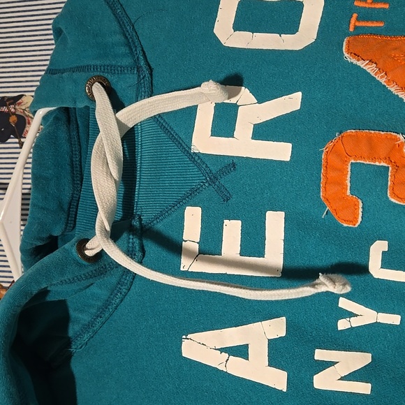 Y2K Aeropostale "AERO NYC 34th Street" Teal Hoodie - Picture 6 of 13